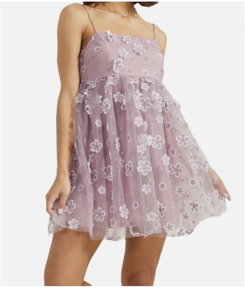 Trixxi Clothing Company Mini Dress WMNS M Lavender Floral Babydoll Fairycore
